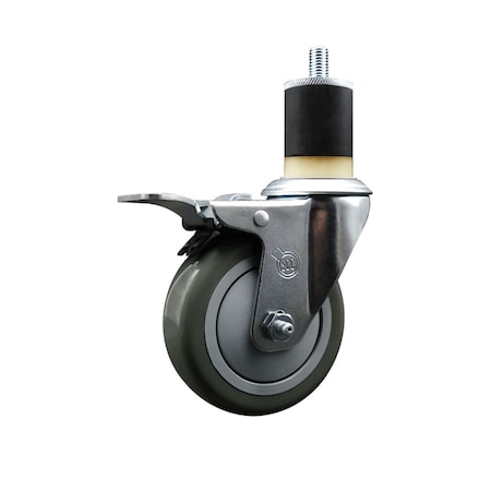 Service Caster 4'' SS Gray Poly Swivel 1-7/8'' Expanding Stem Caster Total Lock Brake SCC-SSEXTTL20S414-PPUB-178